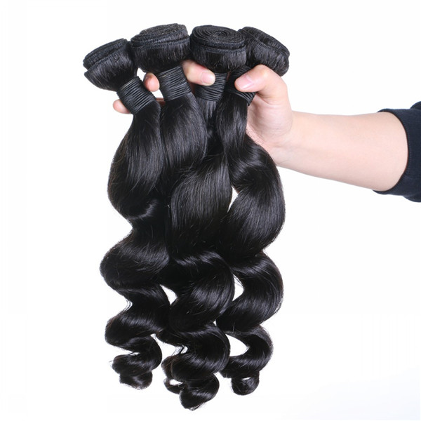 Double drwan natural Malaysian loose wave double wefted hair extensions YJ208